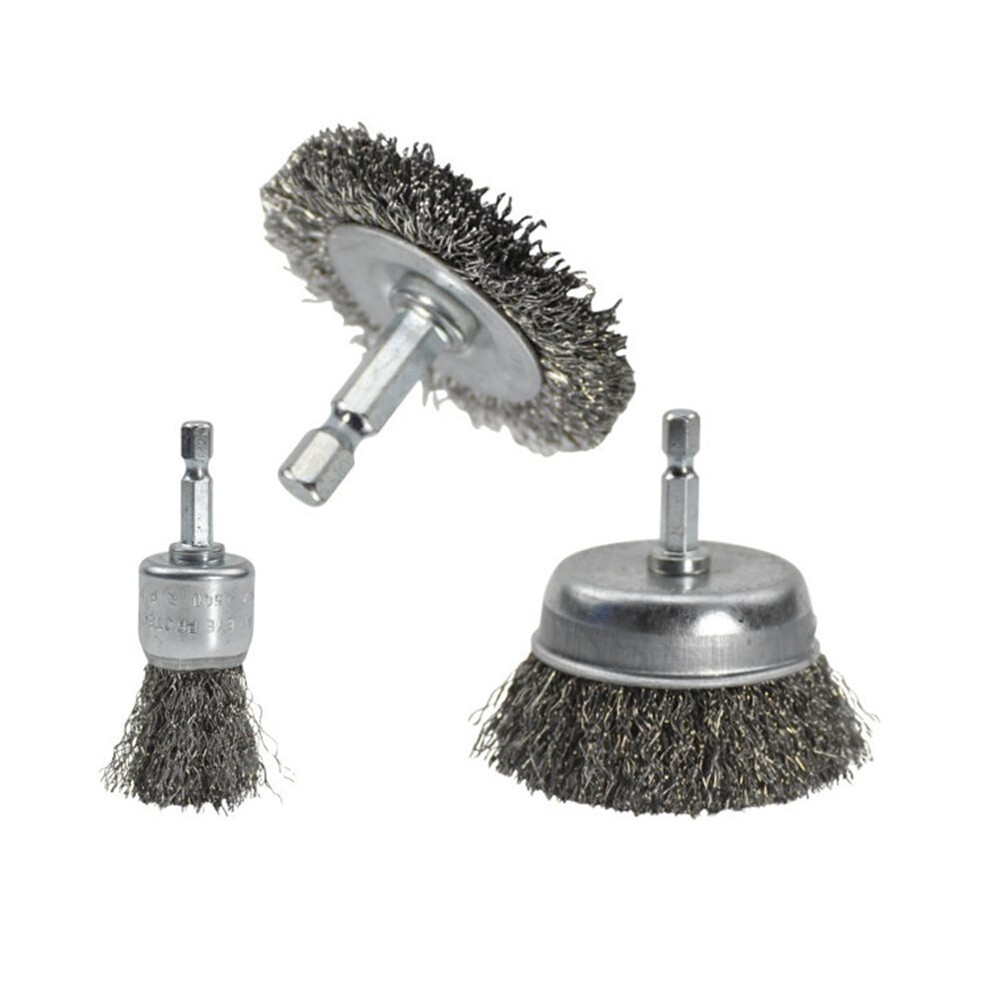 Drill Wire Brushes Coarse Carbon Steel Crimping Wire Wheel Cup Brushes, Hex Shank-Suitable For Rust Cleaning 12Pcs 6032154284092