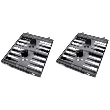 2X Jeu de Société Classique avec Étui en Cuir, Planche Pliante, Emballage Cadeau, Jeu de Backgammon de Stratégie de Portable pour Adultes