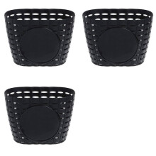 3X Kids Bicycle Basket, Children Plastic Front Handlebar Bike Basket for Storage, Black