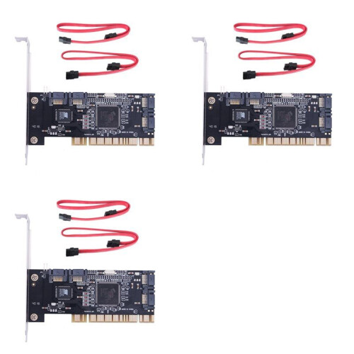 3X 4-Portars PCI   Controller Internt Expansionskort med Två -Kablar, för Stationär PC, Stöder -Hårddisk 1
