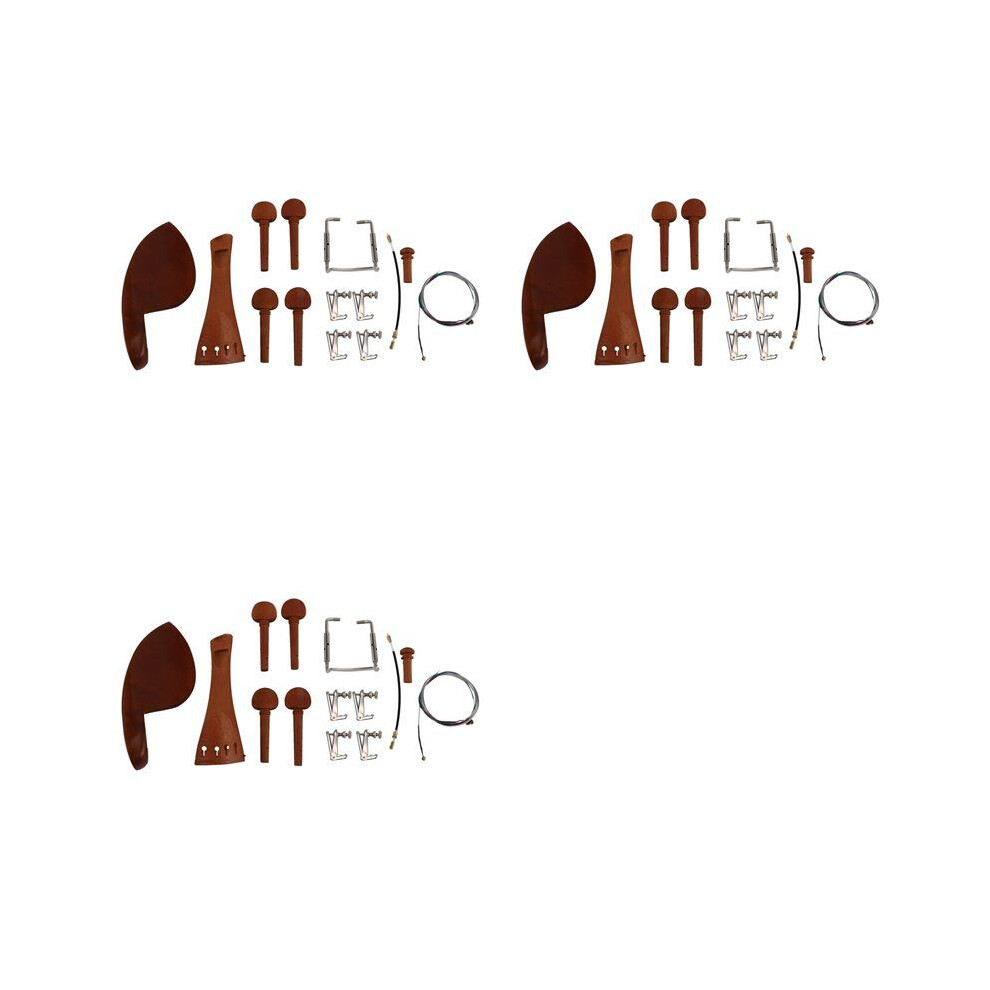 3Set 4/4 Violin Parts Accessories Chin Rest Tailpiece Fine Tuner Tuning Peg Tailgut Endpin Strings Kit 6032129608762