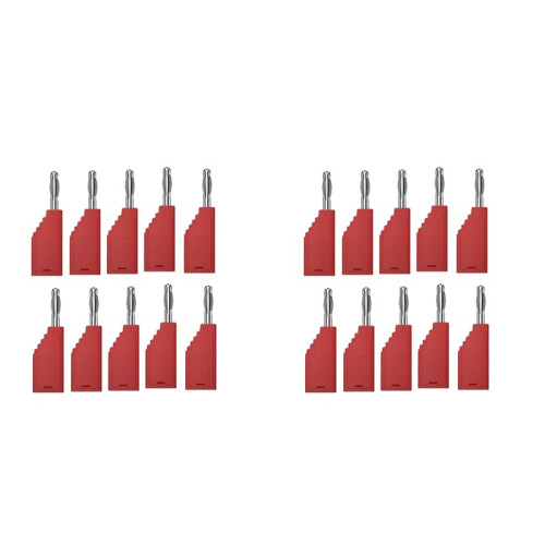 20pcs Connector Plug J.10054 4mm Stackable Plug Banana Plug Face Connector Wire Multi-Function Plugs,Red
