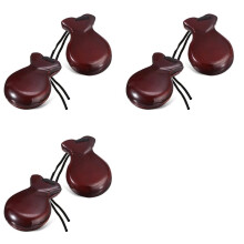 3 Paire de Castagnettes Espagnoles Castagnettes de Flamenco avec Cordes Castagnettes Ă Percussion Ă Main Traditionnelles en Bois (Marron)