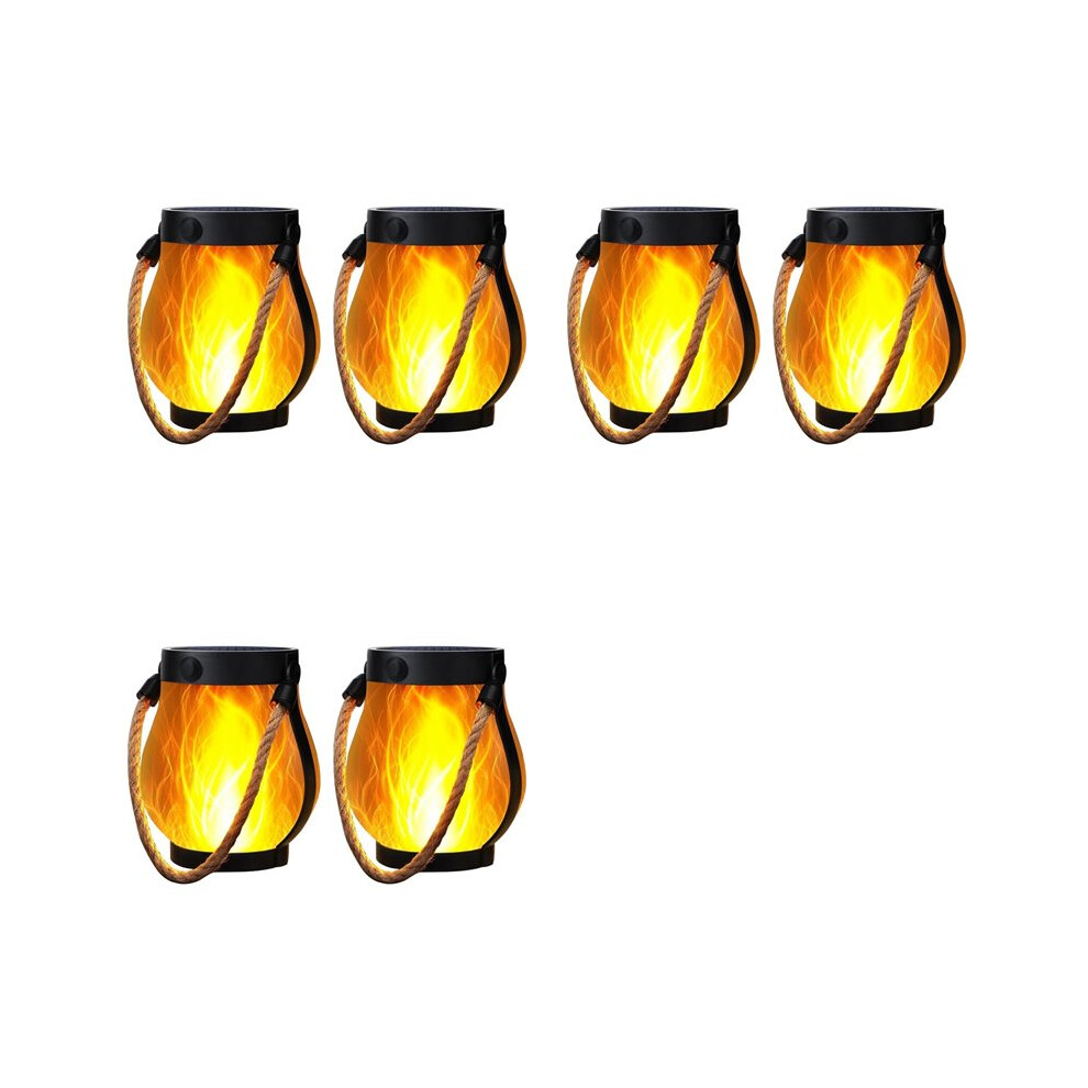 6X Solar Lanterns Lights Flickering Flame Garden Lights With Dual Charging Usb & Solar Waterproof Hanging Lantern 6031960111455