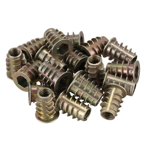 80 Pieces M6x 15mm Hexagon Socket Screw Thread Insert Nut for Wood 1