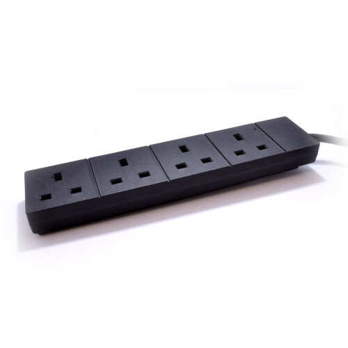 kenable 4 Gang Way UK Trailing Socket Mains Power Extension Lead Black  5m 1