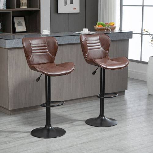 Homcom Set 2 Taburetes Bar Marrón 46.5 x 54 x 108 cm 1