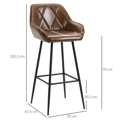 Homcom Taburetes de Bar Marrón 50 x 47.5 x 102.5 cm 2