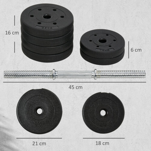 Homcom Juego de Mancuerna Negro 43 x 18 x 7.5 cm 2