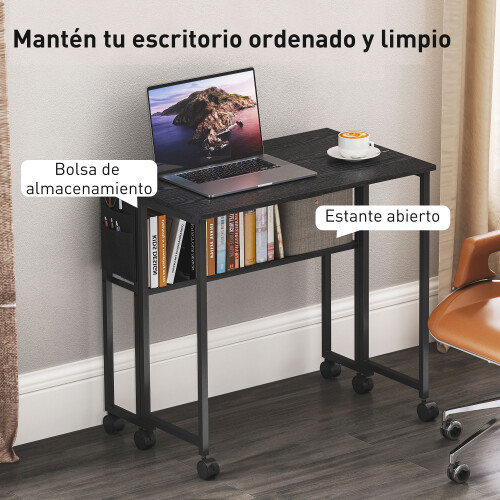 Homcom Escritorio Plegable Negro 80 x 50 x 75 cm 2