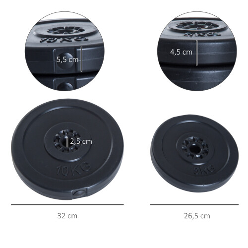 Homcom 4 Discos de Pesa Negro Ø32 x 5,5 cm 2