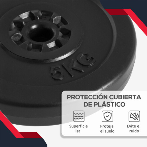 Homcom 4 Discos de Pesa Negro Ø32 x 5,5 cm 2