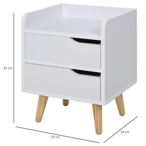 Homcom Mesita de Noche Blanco 33 x 28 x 42cm 2