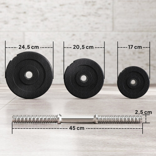 Homcom Juego de Mancuerna Negro Ø24.5 x 4.3 cm 2