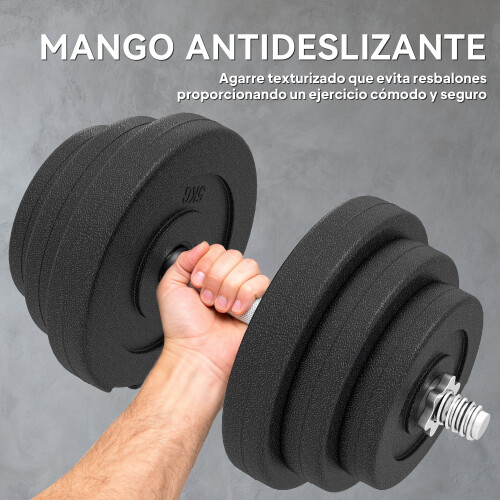 Homcom Juego de Mancuerna Negro Ø24.5 x 4.3 cm 2