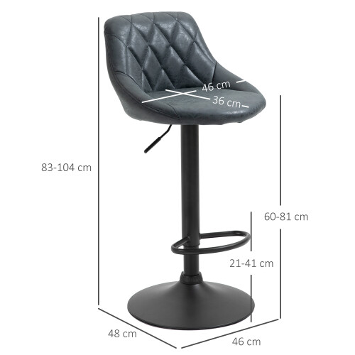 Homcom 2 Taburetes de Bar Negro 46 x 48 x 104 cm 2