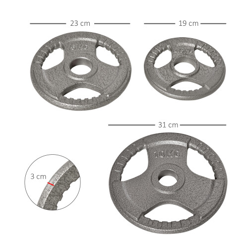 Homcom Set 6 Discos Pesas Gris 31 x 31 x 3 cm 2