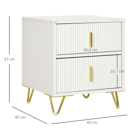 Homcom Mesillas de Noche Blanco 40 x 40 x 47 cm 2