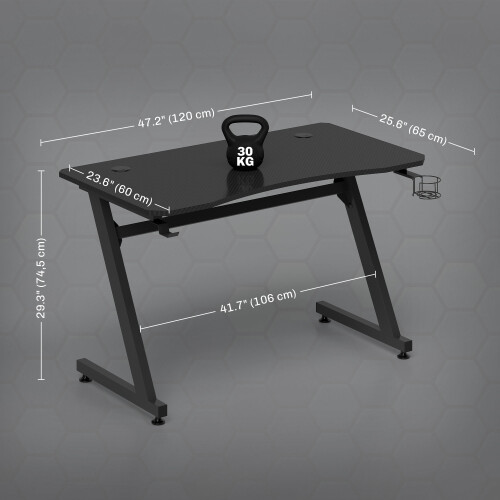 Homcom Mesa Gaming Negro 120 x 65 x 74.5 cm 2