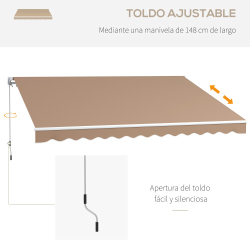 Outsunny Toldo Manual Retráctil Marrón 350 x 250 cm 1