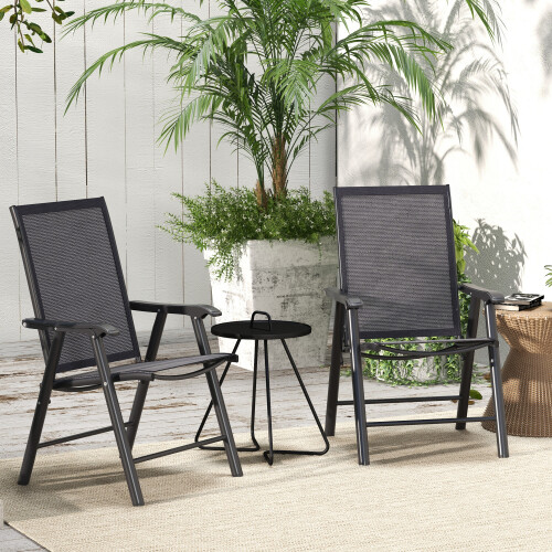 Outsunny Sillas Plegable Gris 58 x 64 x 94 cm 1