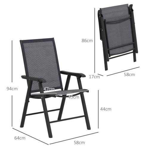 Outsunny Sillas Plegable Gris 58 x 64 x 94 cm 2
