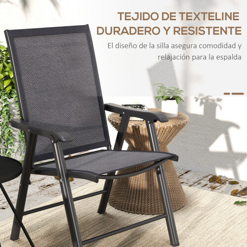 Outsunny Sillas Plegable Gris 58 x 64 x 94 cm 1