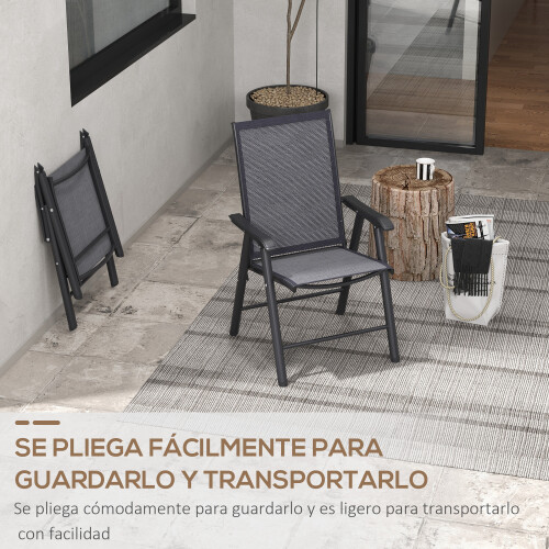 Outsunny Sillas Plegable Gris 58 x 64 x 94 cm 2