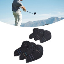 6PCS PU Leather Iron Wedge Golf Club Head Covers, Black, Easy ID
