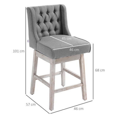Homcom Taburetes de Bar Gris 46 x 57 x 101 cm 2