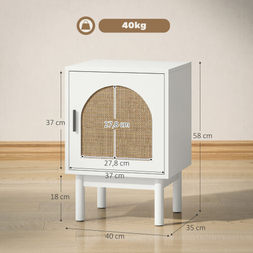 Homcom Mesita de Noche Blanco 40 x 35 x 58 cm 2