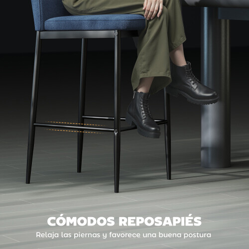 Homcom Taburetes de Bar Azul 41 x 52 x 97 cm 2