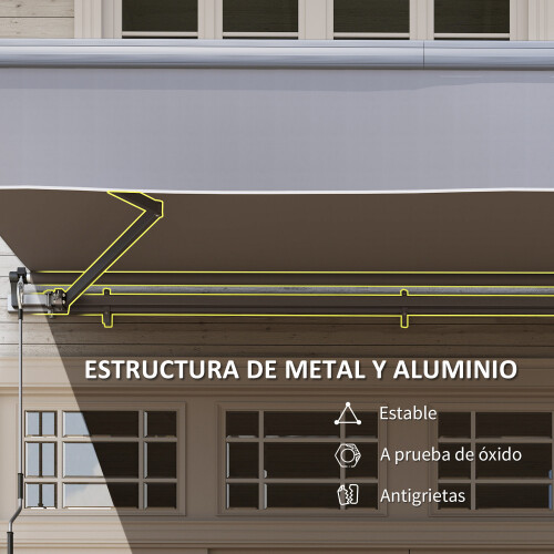 Outsunny Toldo Manual Retráctil Gris 295 x 200 x 400 cm 1