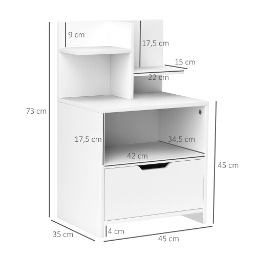 Homcom Mesilla de Noche Blanco 45 x 35 x 73 cm 2