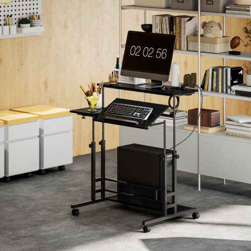 Homcom Escritorio Elevable Negro 80 x 60 x 95 cm 1