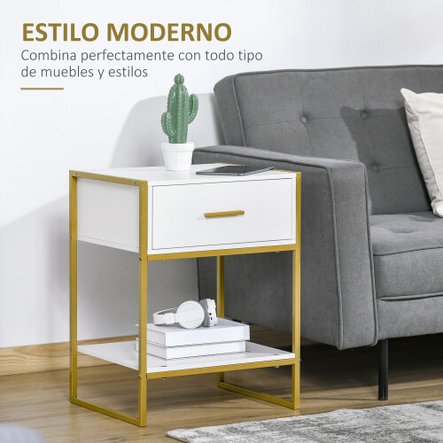 Homcom Mesitas de Noche Blanco 45 x 40 x 60 cm 2