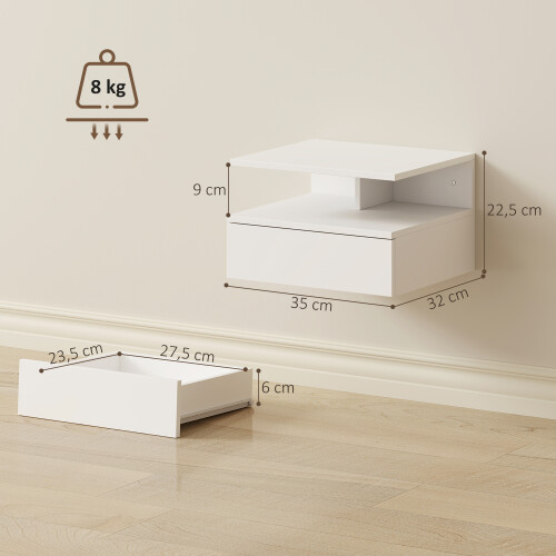 Homcom Mesitas de Noche Blanco 35 x 32 x 22.5 cm 2