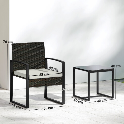 Outsunny Conjunto de Jardín Beige 58 x 55 x 76 cm 2
