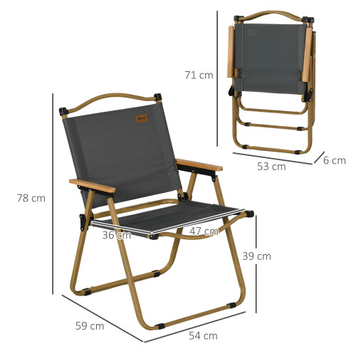 Outsunny Sillas de Camping Gris 54 x 59 x 78 cm 2