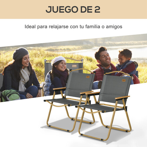 Outsunny Sillas de Camping Gris 54 x 59 x 78 cm 2