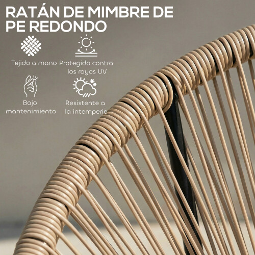 Outsunny Conjunto Sillas Ratán Marrón 72 x 68 x 81 cm 2