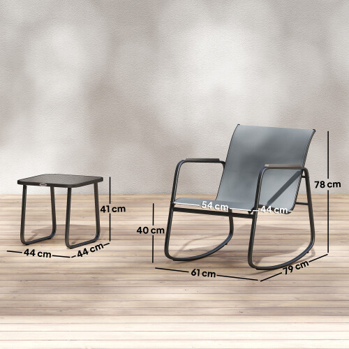 Outsunny Conjunto de Bistró Gris 79 x 61 x 78 cm 2