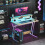 Homcom Mesa Gaming Marrón 100 x 60 x 88.5 cm 2