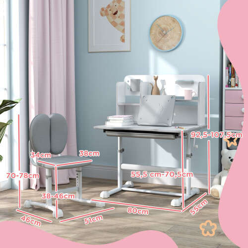 Escritorio Infantil Gris 80 x 55 x 107.5 cm 2