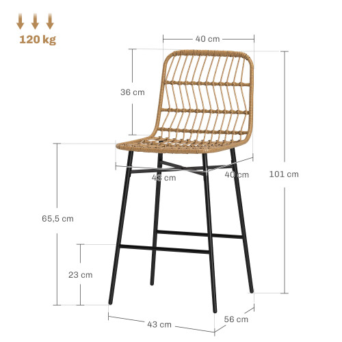 Homcom Taburetes de Bar Marrón 43 x 56 x 101 cm 2