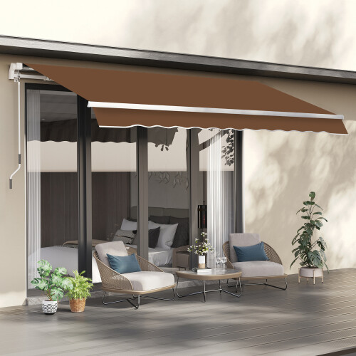 Outsunny Toldo Manual Retráctil marrón 295 x 245 x 151.5 cm 1