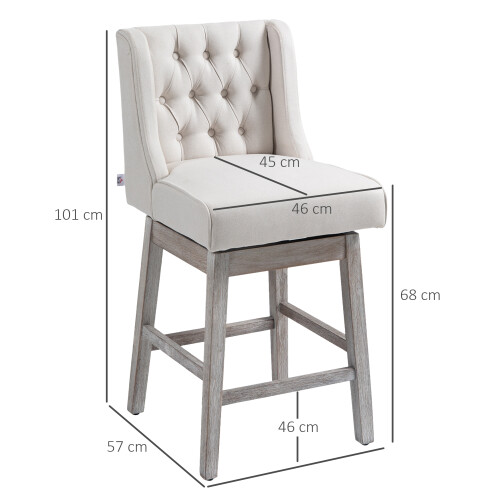 Homcom Taburetes de Bar Beige 46 x 57 x 101 cm 2