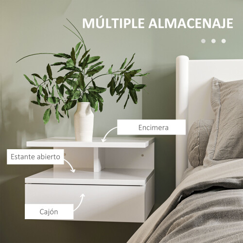 Homcom Mesitas de Noche Blanco 35 x 32 x 22.5 cm 2