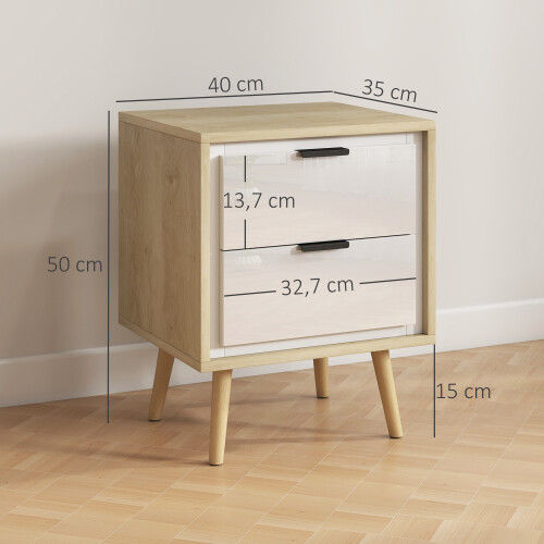 Homcom Mesitas de Noche Blanco 40 x 35 x 50 cm 2