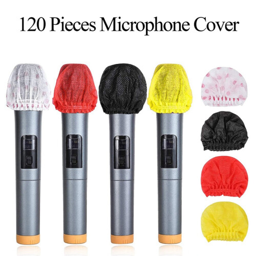 120PCS Cubierta de MicróFono Desechable Cubierta de MicróFono No Tejida Cubierta Antipolvo Cubierta de MicróFono-Negro 1